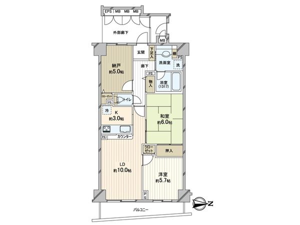 コスモ元浅草 間取図(平面図) コスモ元浅草 間取図(平面図)