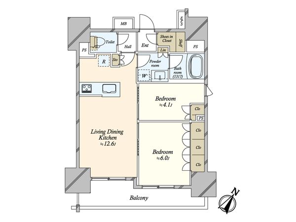 リビオレゾン上野根岸 間取図(平面図) リビオレゾン上野根岸 間取図(平面図)