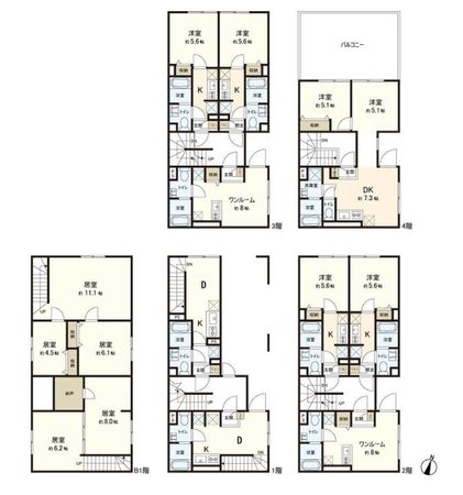 台東区上野桜木2丁目 一棟マンション 間取図(平面図) 台東区上野桜木2丁目 一棟マンション 間取図(平面図)