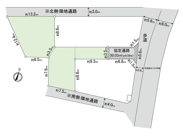 船橋市南三咲4丁目 土地 2区画 区画図 船橋市南三咲4丁目 土地 2区画 区画図