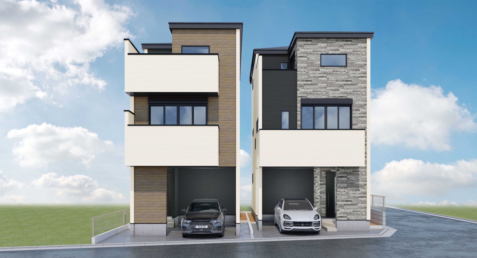 船橋市南本町 新築戸建 1号棟 外観パース図 外観パース図