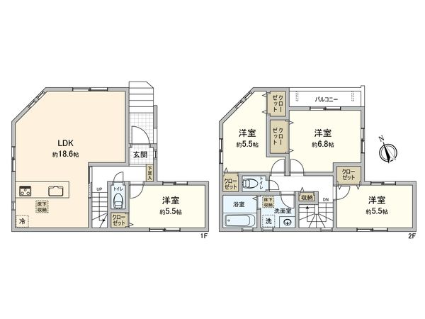 船橋市北本町2丁目 新築戸建 間取図(平面図) 船橋市北本町2丁目 新築戸建 間取図(平面図)