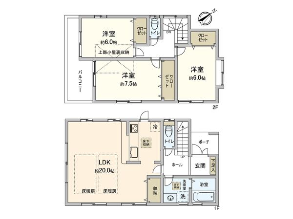 船橋市前貝塚町 戸建 間取図(平面図) 船橋市前貝塚町 戸建 間取図(平面図)