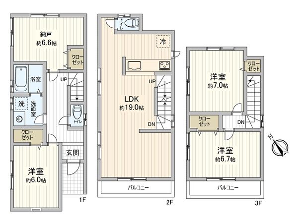 船橋市栄町1丁目 戸建 間取図(平面図) 船橋市栄町1丁目 戸建 間取図(平面図)