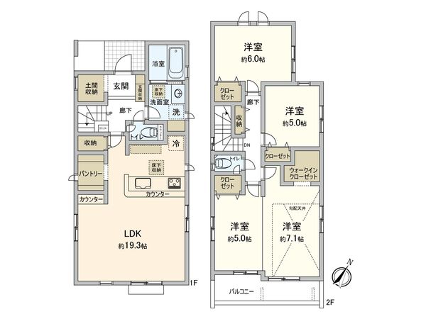 八千代台北15丁目 戸建 1号棟 間取図(平面図)