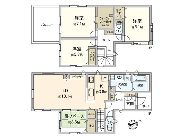 船橋市旭町3丁目戸建 間取図(平面図) 船橋市旭町3丁目戸建 間取図(平面図)