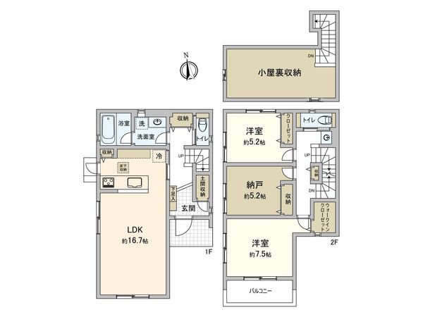 船橋市夏見台2丁目 中古戸建2号棟 間取図(平面図) 船橋市夏見台2丁目 中古戸建2号棟 間取図(平面図)