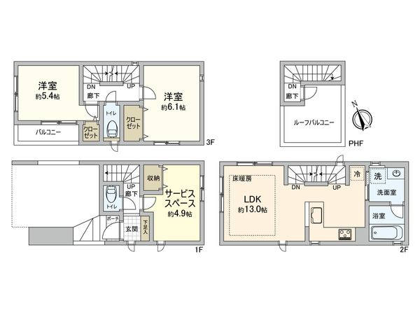 船橋市本町2丁目 戸建 間取図(平面図) 船橋市本町2丁目 戸建 間取図(平面図)