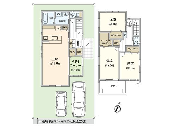 船橋市行田町 新築戸建 3号棟 間取図(平面図) 船橋市行田町 新築戸建 3号棟 間取図(平面図)