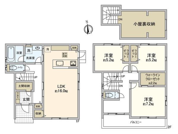 船橋市夏見台2丁目 中古戸建1号棟 間取図(平面図) 船橋市夏見台2丁目 中古戸建1号棟 間取図(平面図)