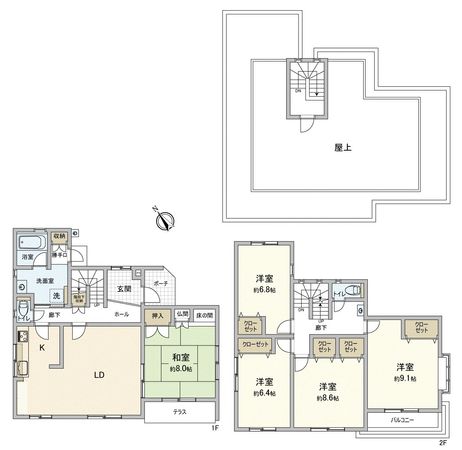 船橋市大穴南3丁目戸建 間取図(平面図) 船橋市大穴南3丁目戸建 間取図(平面図)