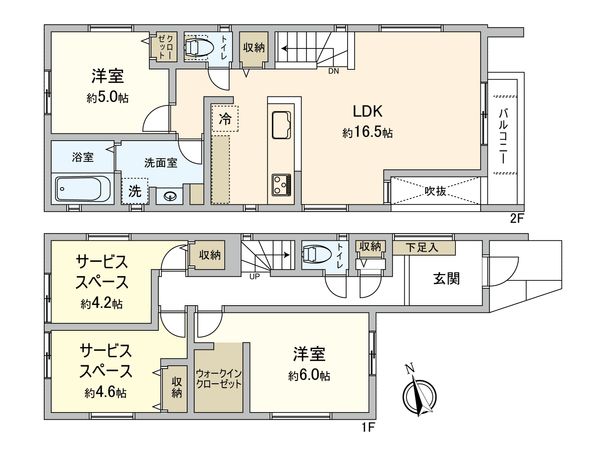 船橋市日の出2丁目 新築戸建 1号棟 間取図(平面図) 船橋市日の出2丁目 新築戸建 1号棟 間取図(平面図)