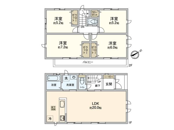 船橋市前貝塚町 新築戸建 1号棟 間取図(平面図) 船橋市前貝塚町 新築戸建 1号棟 間取図(平面図)