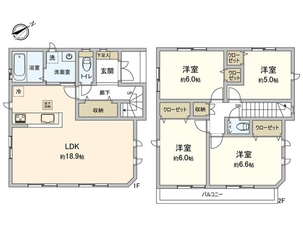 船橋市前貝塚町 新築戸建 2号棟 間取図(平面図) 船橋市前貝塚町 新築戸建 2号棟 間取図(平面図)