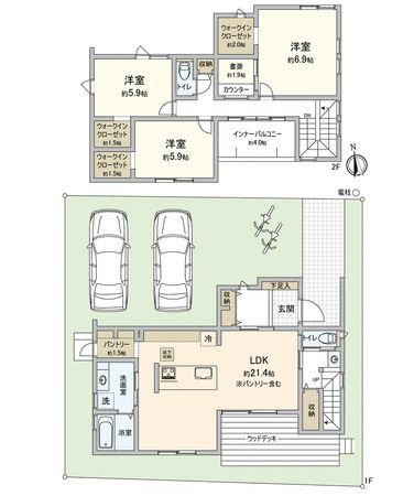 船橋市夏見台3丁目 新築戸建 間取図(平面図) 船橋市夏見台3丁目 新築戸建 間取図(平面図)
