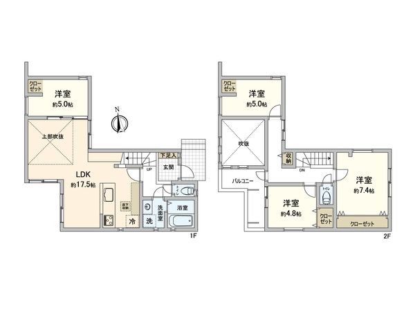 船橋市山手2丁目 新築戸建 間取図(平面図) 船橋市山手2丁目 新築戸建 間取図(平面図)