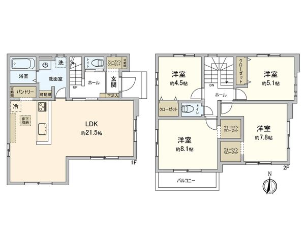 船橋市旭町3丁目 新築戸建 間取図(平面図) 船橋市旭町3丁目 新築戸建 間取図(平面図)