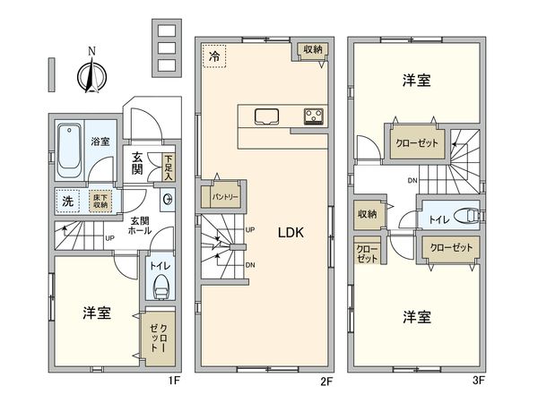 船橋市市場1丁目 新築戸建 A号棟 間取図(平面図) 船橋市市場1丁目 新築戸建 A号棟 間取図(平面図)