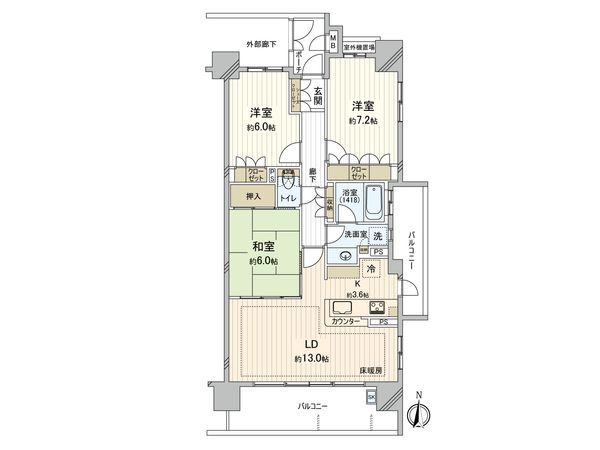 サーパス船橋海神 間取図(平面図) サーパス船橋海神 間取図(平面図)