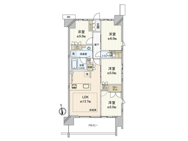 プレミスト船橋塚田 間取図(平面図)