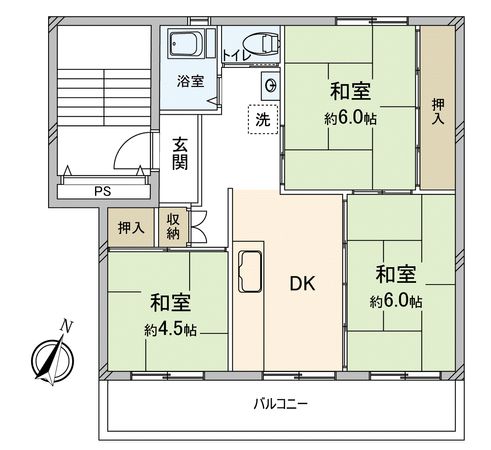 金杉台団地 2-2-18号棟 間取図(平面図)