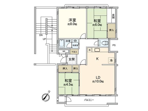 牡鹿台ハイツ 1号棟 間取図(平面図)