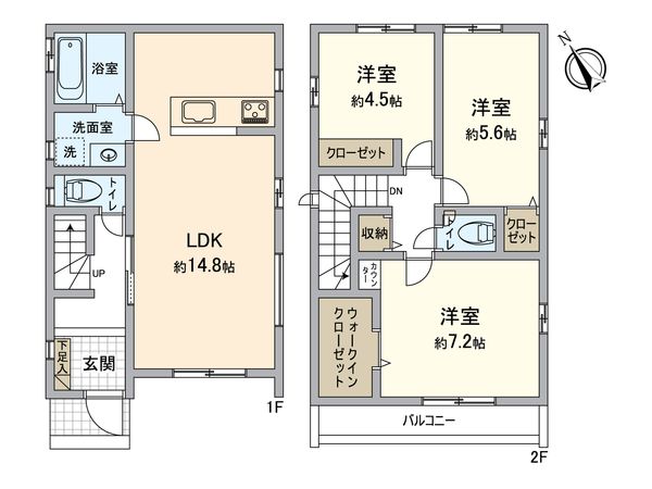 浦安市富岡4丁目新築戸建 間取図(平面図) 浦安市富岡4丁目新築戸建 間取図(平面図)