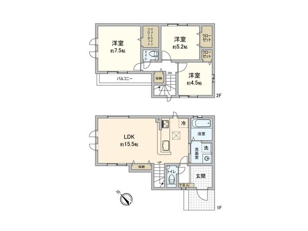 市川市大和田5丁目新築戸建3号棟 間取図(平面図) 市川市大和田5丁目新築戸建3号棟 間取図(平面図)