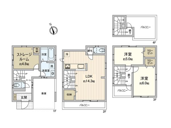 市川市鬼高2丁目 新築戸建 2号棟 間取図(平面図)