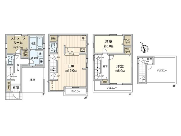 市川市鬼高2丁目 新築戸建 1号棟 間取図(平面図)