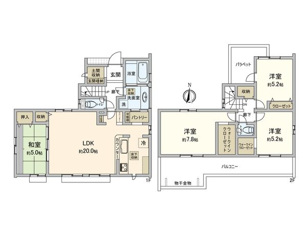 船橋市丸山5丁目新築戸建 間取図(平面図) 間取図(平面図)