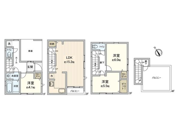 市川市鬼高2丁目 新築戸建 3号棟 間取図(平面図)