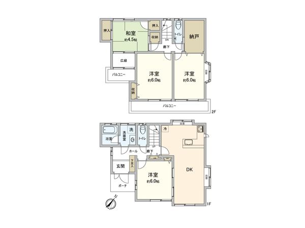 市川市中国分1丁目 戸建 間取図(平面図)