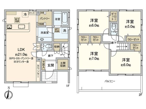 船橋市丸山5丁目新築戸建5号棟 間取図(平面図) 船橋市丸山5丁目新築戸建5号棟 間取図(平面図)