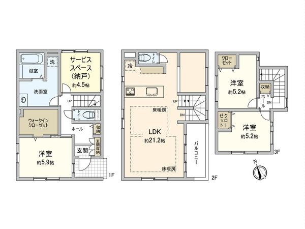 市川市大洲1丁目 新築戸建 間取図(平面図)