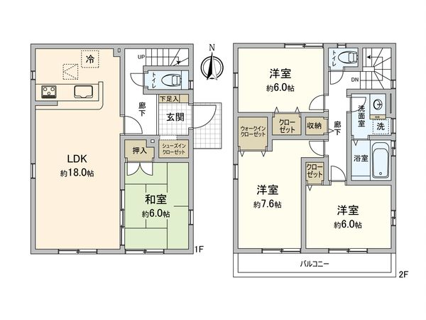 船橋市東中山2丁目戸建 間取図(平面図) 船橋市東中山2丁目戸建 間取図(平面図)