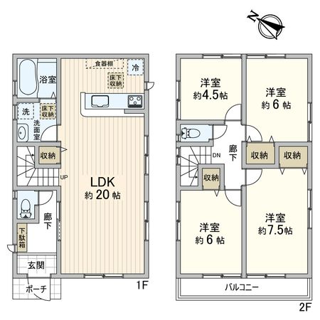 市川市国府台4丁目戸建 間取図(平面図) 市川市国府台4丁目戸建 間取図(平面図)