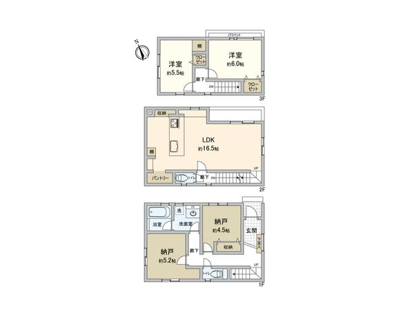市川市新田5丁目 新築戸建 2号棟 間取図(平面図) 市川市新田5丁目 新築戸建 2号棟 間取図(平面図)
