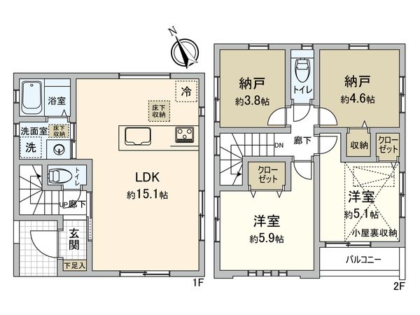 市川市南八幡1丁目 新築戸建 間取図(平面図) 市川市南八幡1丁目 新築戸建 間取図(平面図)