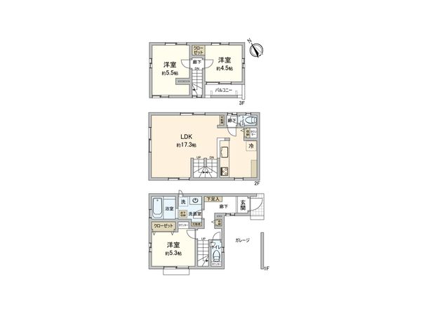 市川市大和田4丁目新築戸建1号棟 間取図(平面図) 市川市大和田4丁目新築戸建1号棟 間取図(平面図)