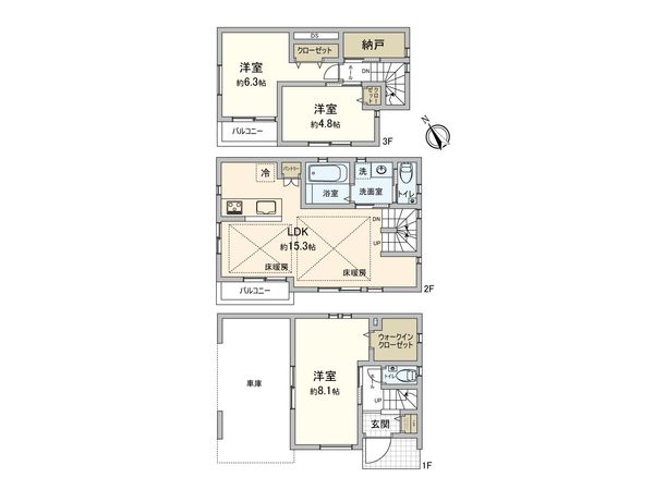 市川市東大和田1丁目 新築戸建 間取図(平面図)