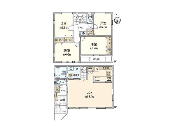 市川市稲荷木1丁目 新築戸建 間取図(平面図)