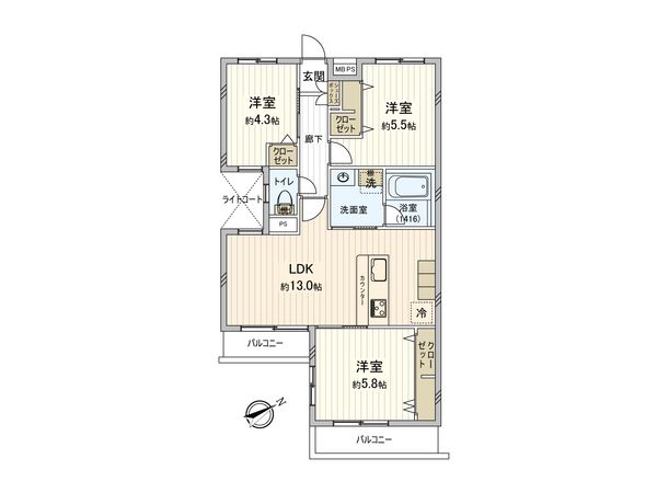 ライオンズマンション市川第7 間取図(平面図)