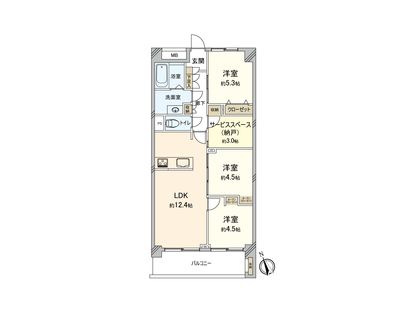 市川パークハウス B棟 間取図(平面図)