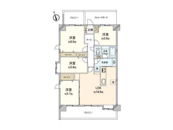 パルコート市川 間取図(平面図)