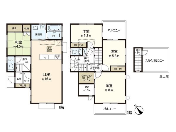 大和田 戸建 間取図(平面図) 大和田 戸建 間取図(平面図)
