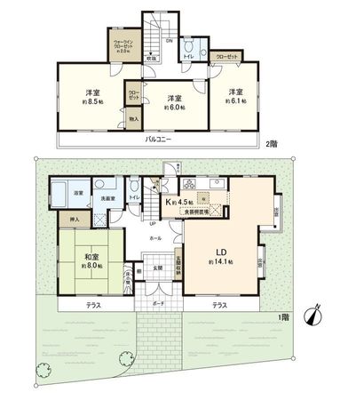 春路2丁目 戸建 間取図(平面図) 春路2丁目 戸建 間取図(平面図)