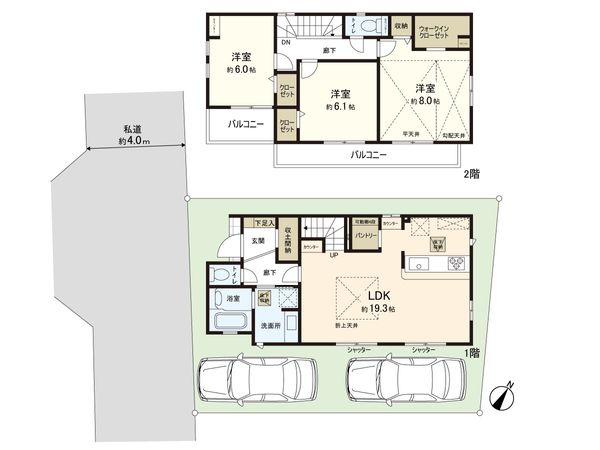 西志津7丁目新築戸建 2号棟 間取図(平面図) 西志津7丁目新築戸建 2号棟 間取図(平面図)