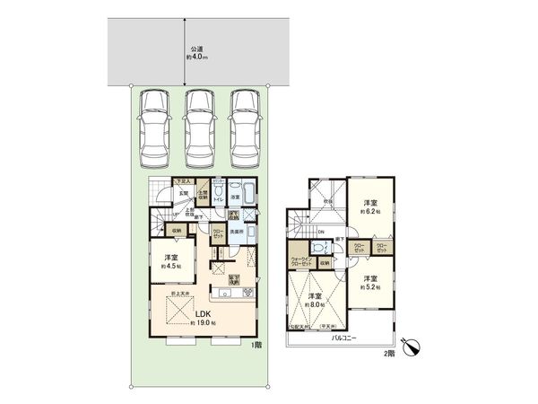 八千代台西5丁目 新築戸建2号棟 間取図(平面図) 八千代台西5丁目 新築戸建2号棟 間取図(平面図)