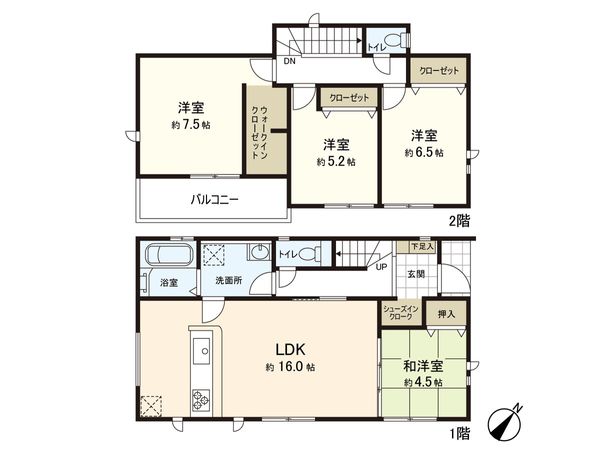 上座新築戸建 1号棟 間取図(平面図) 上座新築戸建 1号棟 間取図(平面図)